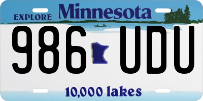 MN license plate 986UDU