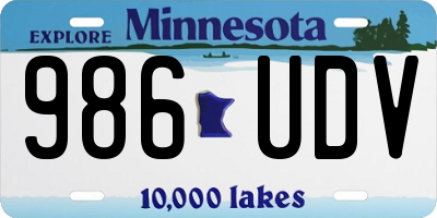 MN license plate 986UDV