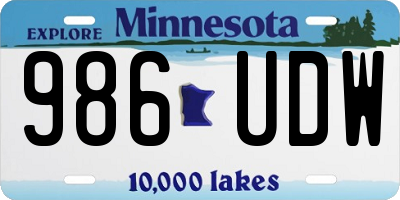 MN license plate 986UDW