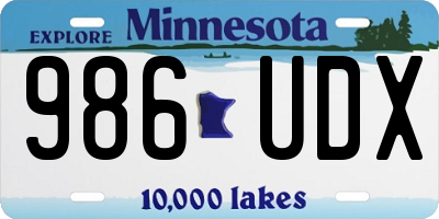 MN license plate 986UDX