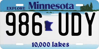 MN license plate 986UDY