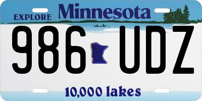 MN license plate 986UDZ