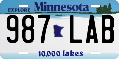 MN license plate 987LAB