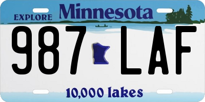 MN license plate 987LAF