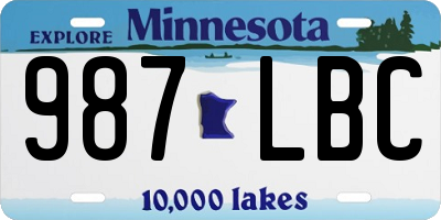 MN license plate 987LBC