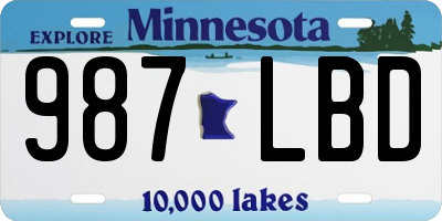 MN license plate 987LBD