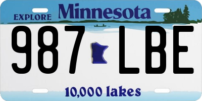 MN license plate 987LBE