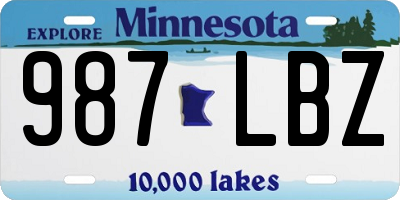 MN license plate 987LBZ