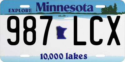 MN license plate 987LCX
