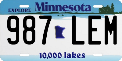 MN license plate 987LEM