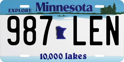 MN license plate 987LEN