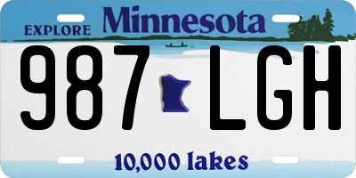 MN license plate 987LGH