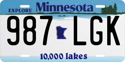 MN license plate 987LGK