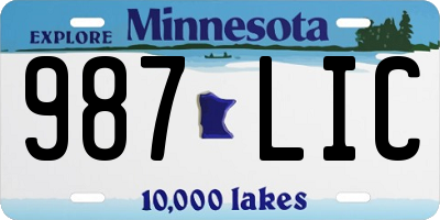 MN license plate 987LIC