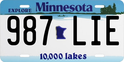 MN license plate 987LIE