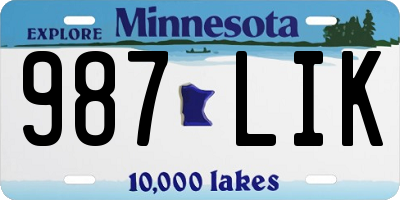 MN license plate 987LIK
