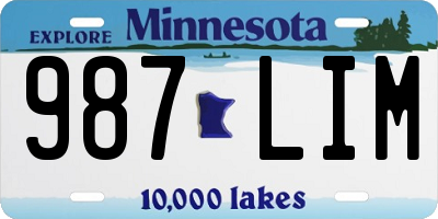 MN license plate 987LIM