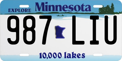 MN license plate 987LIU