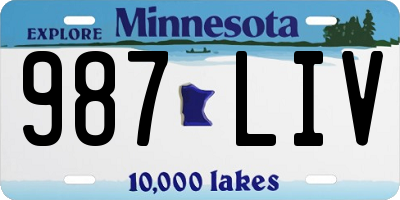 MN license plate 987LIV
