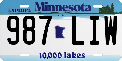 MN license plate 987LIW