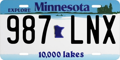 MN license plate 987LNX