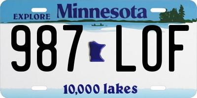 MN license plate 987LOF