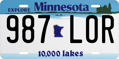 MN license plate 987LOR