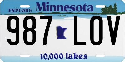 MN license plate 987LOV