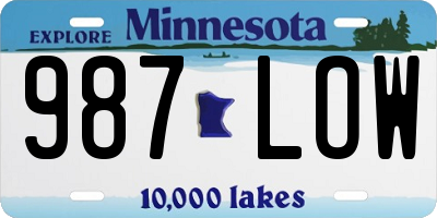 MN license plate 987LOW