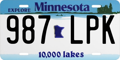 MN license plate 987LPK