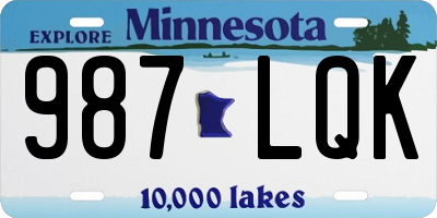 MN license plate 987LQK