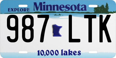MN license plate 987LTK