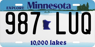 MN license plate 987LUQ