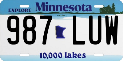 MN license plate 987LUW