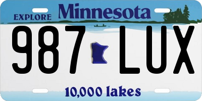 MN license plate 987LUX