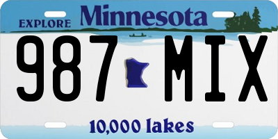 MN license plate 987MIX