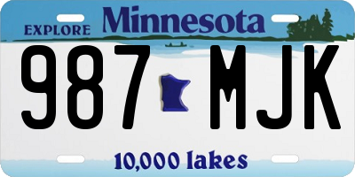 MN license plate 987MJK