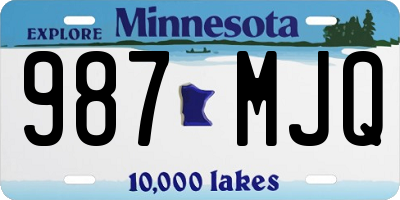 MN license plate 987MJQ
