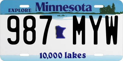 MN license plate 987MYW