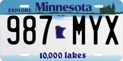 MN license plate 987MYX