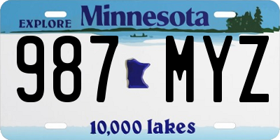 MN license plate 987MYZ