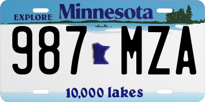 MN license plate 987MZA