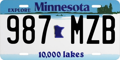 MN license plate 987MZB