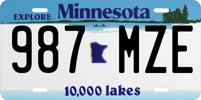 MN license plate 987MZE