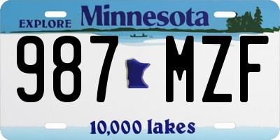 MN license plate 987MZF