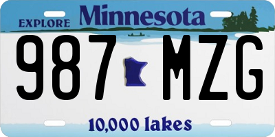 MN license plate 987MZG