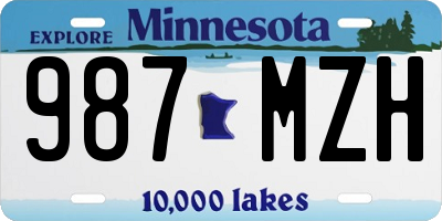 MN license plate 987MZH