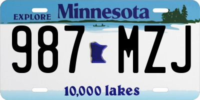 MN license plate 987MZJ