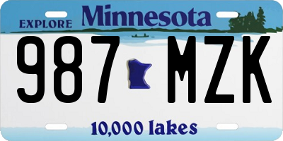 MN license plate 987MZK