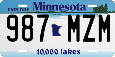 MN license plate 987MZM